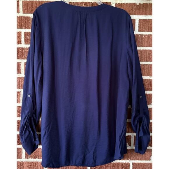 Westbound Navy Long Roll Tab Pullover Blouse Size XL - Picture 2 of 4